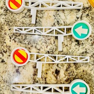 Train set signal signs for vintage Disney train (4) total